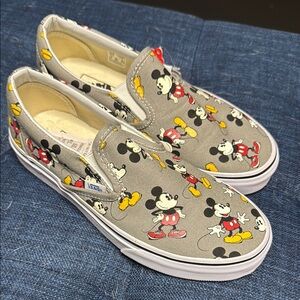 Vans Gray Mickey Mouse Slip-On Sneakers